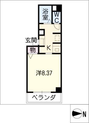 カーサ栄町(1K/3階)の間取り写真