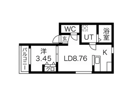 プリシェール篠の風(1LDK/2階)の間取り写真