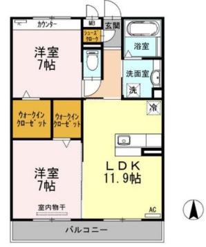 ホベンセドル(2LDK/1階)の間取り写真