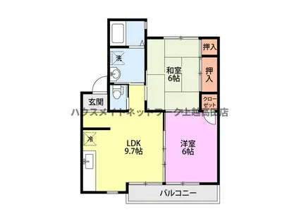 ウイングヒルズA(2LDK/2階)の間取り写真