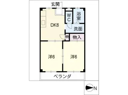 エクセレンス西条(2DK/3階)の間取り写真