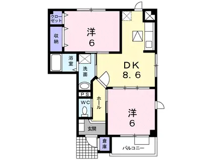 アーバン・スクエアB(2DK/1階)の間取り写真