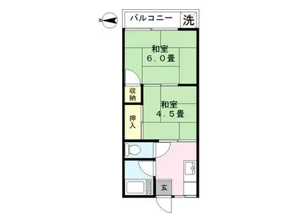 吉野ハウス(2K/2階)の間取り写真