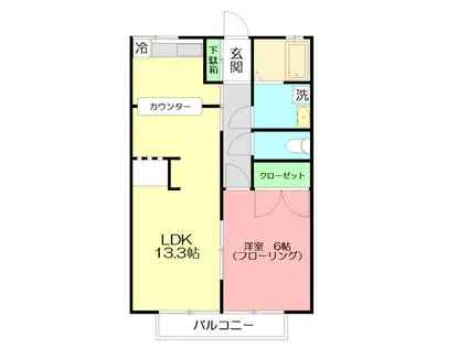 第3メゾンサンシャイン(1LDK/2階)の間取り写真