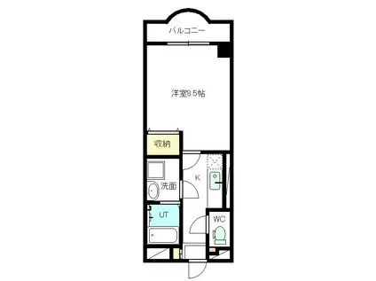 ピースフル(1K/1階)の間取り写真