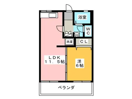 リヴェール(1LDK/2階)の間取り写真