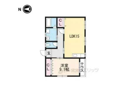 ライフステージ広瀬神宮寺(1LDK/1階)の間取り写真