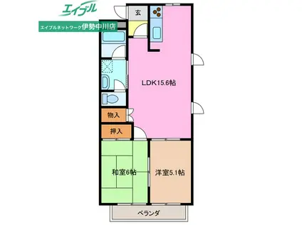 ソレイユ21 A棟(2LDK/2階)の間取り写真