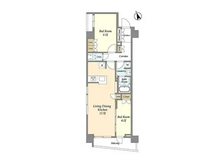 グランカーサ溝の口(2LDK/3階)の間取り写真