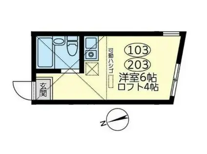 ユナイト田浦アステリオン(1K/2階)の間取り写真