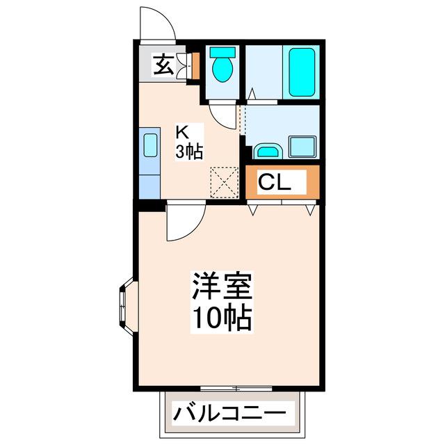 ソレイユハイツII(1K/1階)の間取り写真