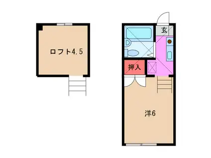 コーポS&S1(ワンルーム/2階)の間取り写真