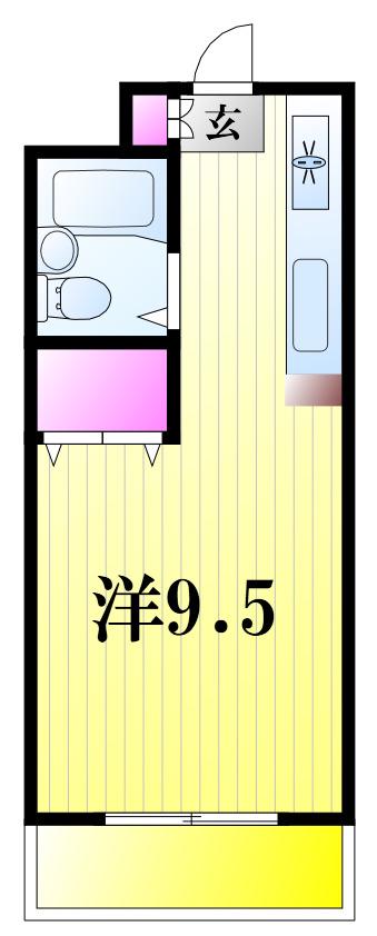 ハイツ松戸II(ワンルーム/2階)の間取り写真