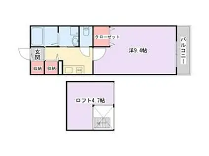 アバンツァートI(1K/2階)の間取り写真