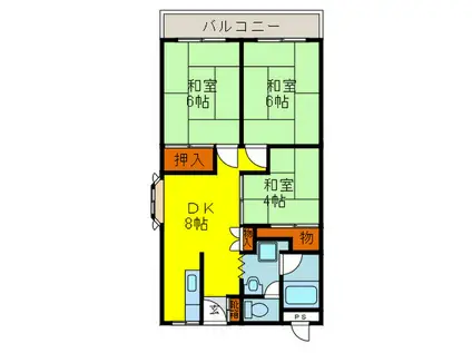エリエールハイツ川西(3DK/3階)の間取り写真