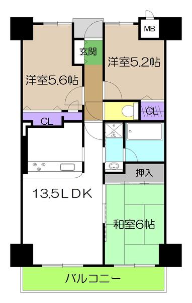 アルファステイツ高須新町(3LDK/2階)の間取り写真