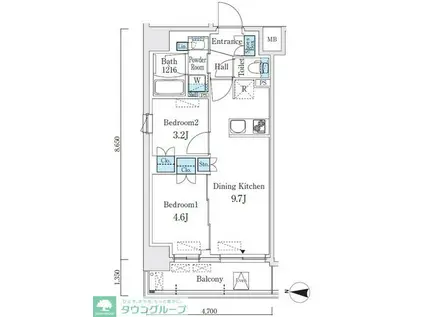 クインテット錦糸公園(2DK/11階)の間取り写真