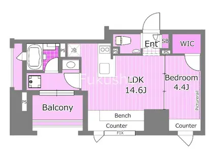 ザ・パークハビオソーホー横浜関内(1LDK/2階)の間取り写真