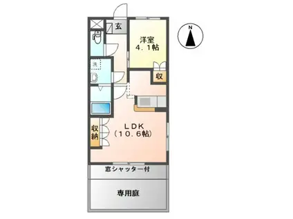 ピュアコンフォート(1LDK/1階)の間取り写真