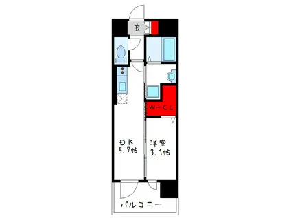 エステムコート大阪プリューム(1DK/3階)の間取り写真