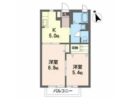 デュエル台新(2K/1階)の間取り写真