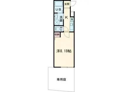フラッティ谷口園町(1K/1階)の間取り写真