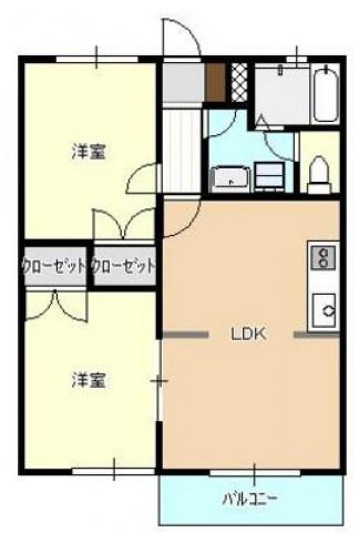 KEM-KAJITA-AP(2LDK/2階)の間取り写真