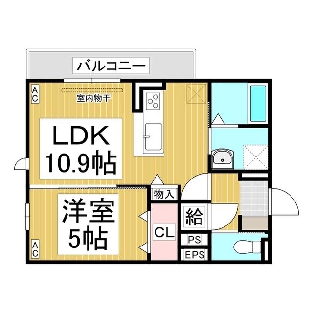 トリシア東和田 W棟(1LDK/3階)の間取り写真