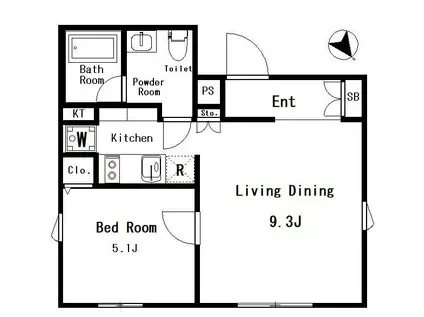 LUDENS東新町(1LDK/2階)の間取り写真