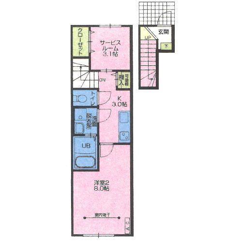 いわて銀河鉄道線 青山駅(岩手) 徒歩19分 2階建 築1年(1SK/2階)の間取り写真