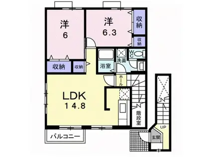 トゥジュールD(2LDK/2階)の間取り写真