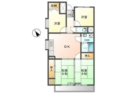 ロイヤルマンション 第2小郡(4DK/2階)の間取り写真