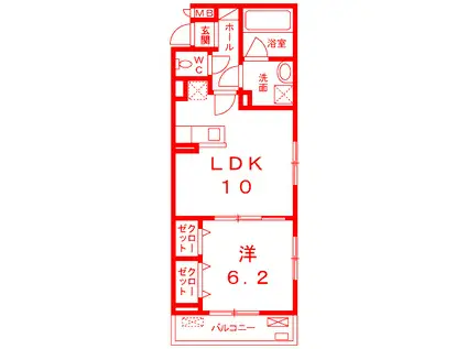 マイリー(1LDK/1階)の間取り写真