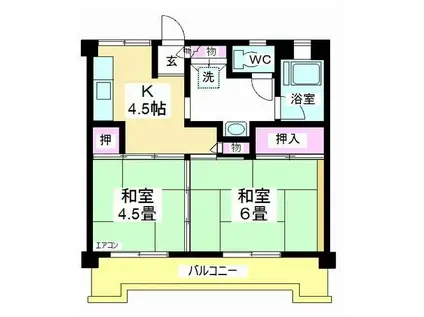 芦山ビル(2K/4階)の間取り写真