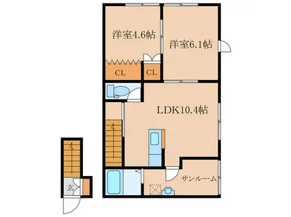 キャンバスA棟(2LDK/2階)の間取り写真