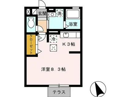 ミステル(1K/1階)の間取り写真