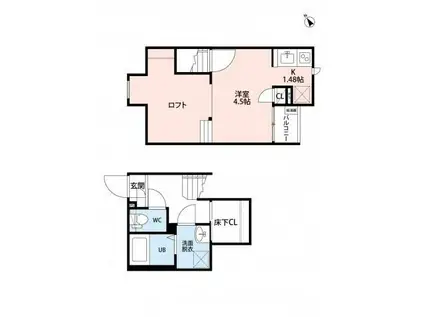 CB春日部アネーロ(1K/2階)の間取り写真