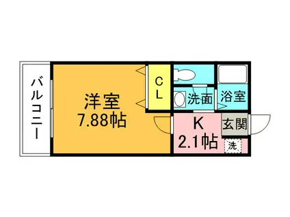 プロスパーHIRO(1K/1階)の間取り写真