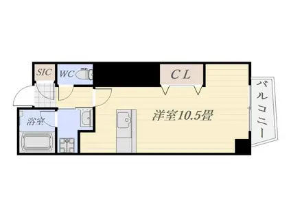 グリーンプラザ新町(ワンルーム/3階)の間取り写真