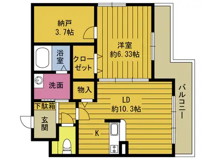 アディα城南(1LDK/2階)の間取り写真