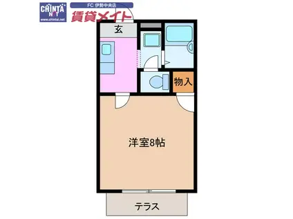 フォレスタ伊勢(1K/2階)の間取り写真