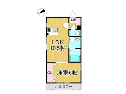 イクシオン箱崎宮(1LDK/3階)の間取り写真