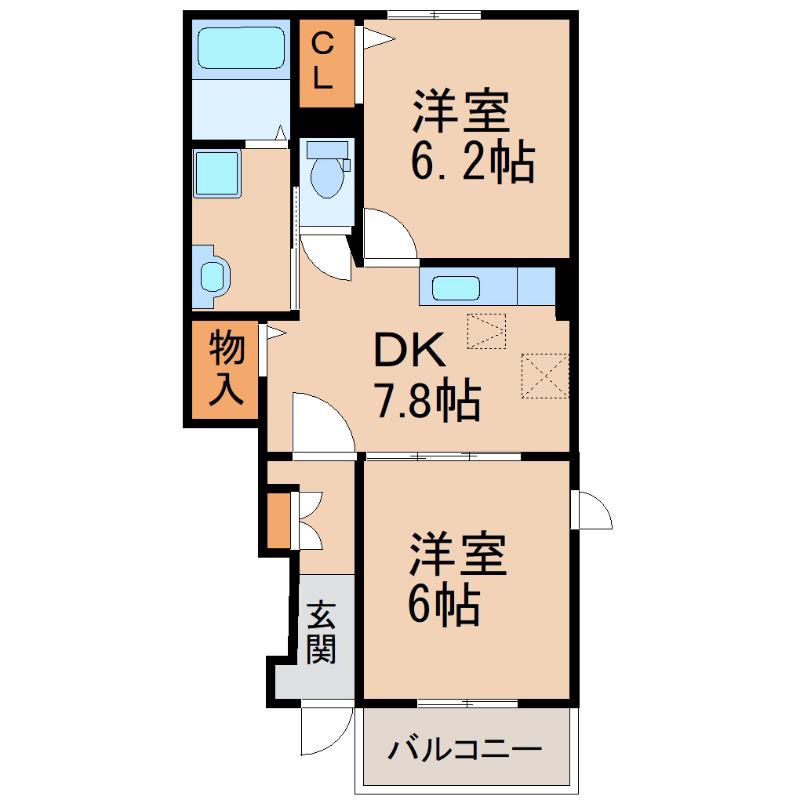 ブリッサ セレノ(2DK/1階)の間取り写真