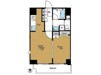 ブライズ戸越公園(1LDK/7階)の間取り写真
