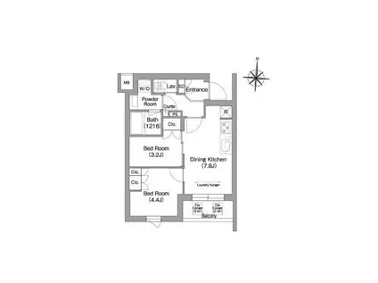 コンフォリア・リヴ南品川(2DK/5階)の間取り写真