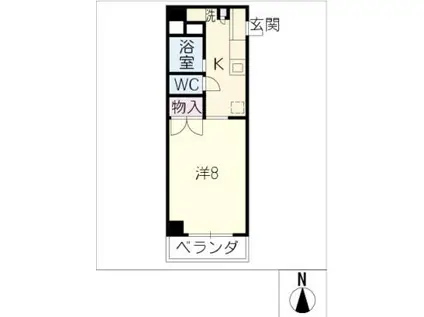 ラ・メゾンII(1K/4階)の間取り写真