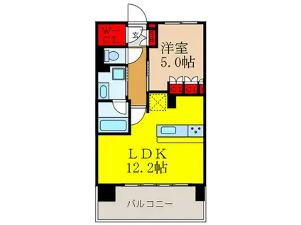 ユニハイムエクシア池田城南(1LDK/5階)の間取り写真