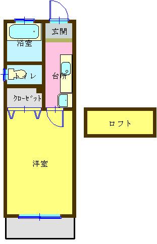 レジデンスYURI(1K/1階)の間取り写真