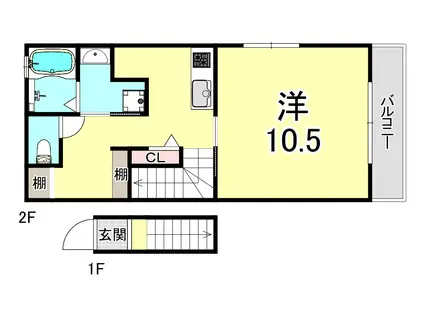 Kパラッツォ垂水泉が丘(1K/2階)の間取り写真