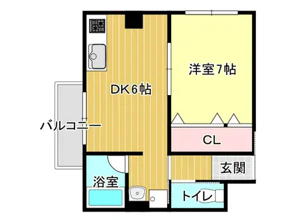 リ・ポーズ21(1DK/7階)の間取り写真